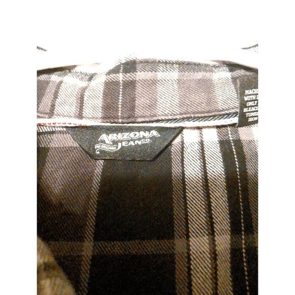 Arizona Jeans‎ Men's Black/White plaid shirt Size L - Picture 3 of 3